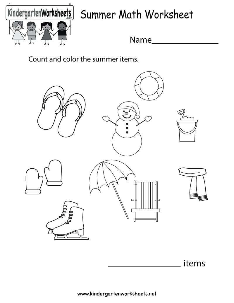 Kindergarten Summer Math Worksheet Printable Teaching Ides
