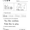 Kindergarten Tracing Sentences Worksheets With This Is A