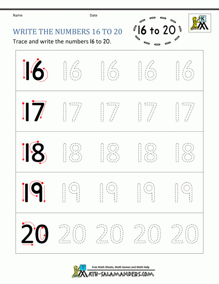 Kindergarten Writing Worksheets  Numbers To 11 To 20