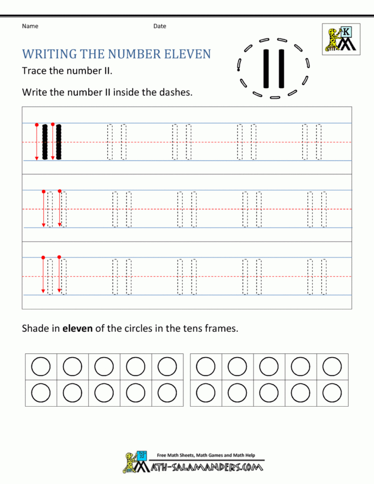 Kindergarten Writing Worksheets  Numbers To 11 To 20