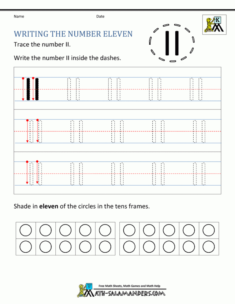 Kindergarten Writing Worksheets Numbers To 11 To 20 — Db