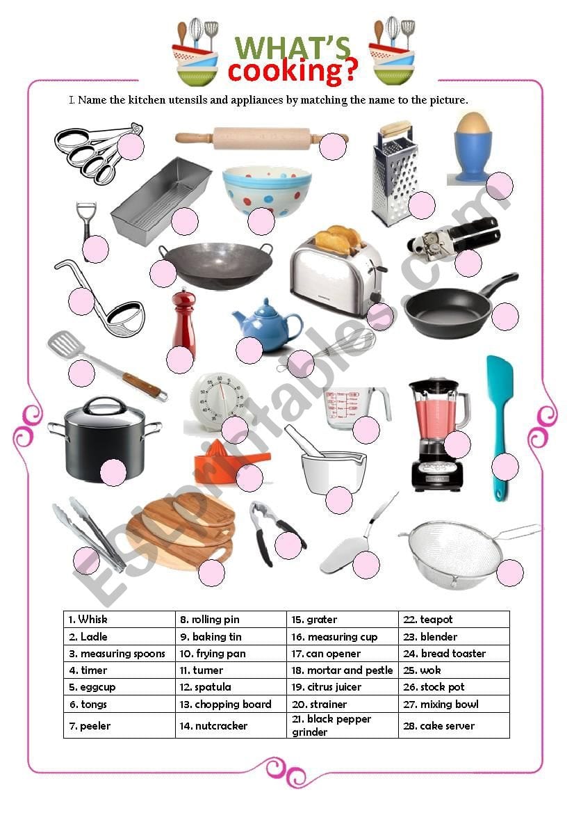 Kitchen Utensils Worksheet