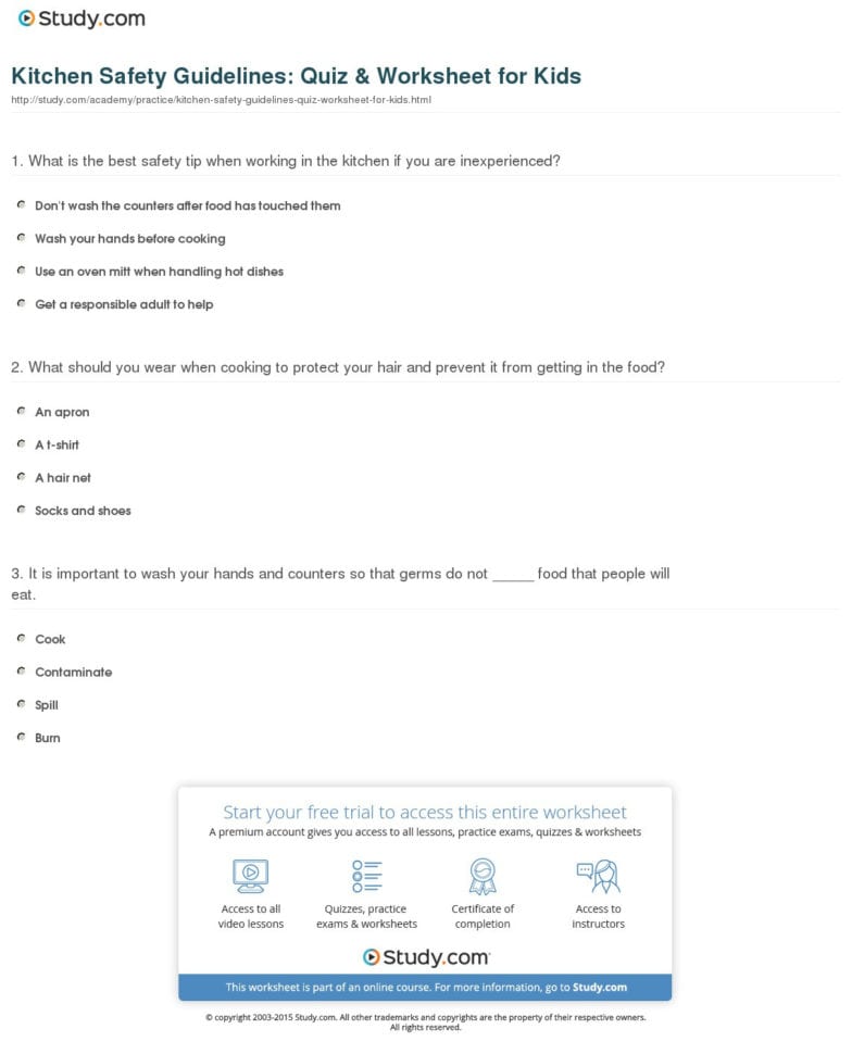 Kitchen Safety Guidelines Quiz  Worksheet For Kids  Study