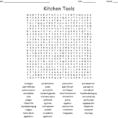 Kitchen Tools Word Search  Word