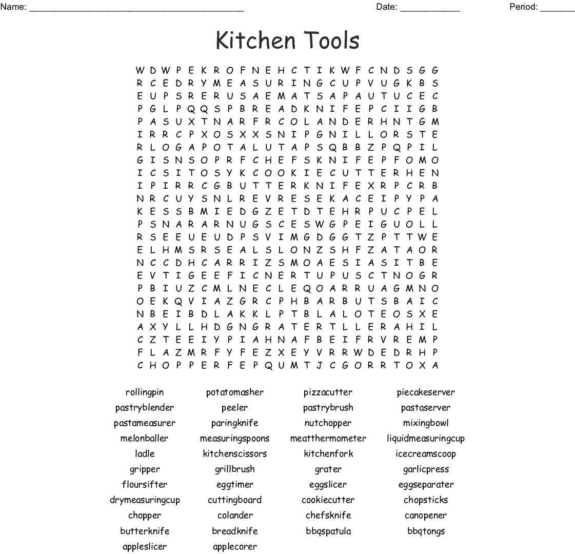 Kitchen Tools Worksheet Db excel