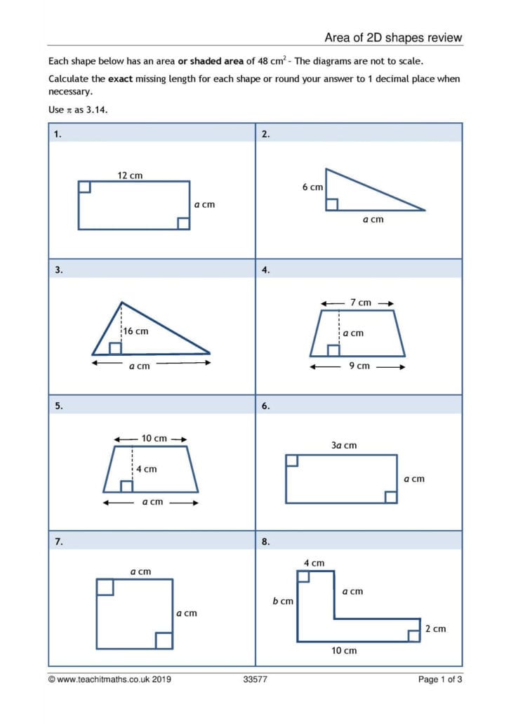 basic perimeter and area worksheets