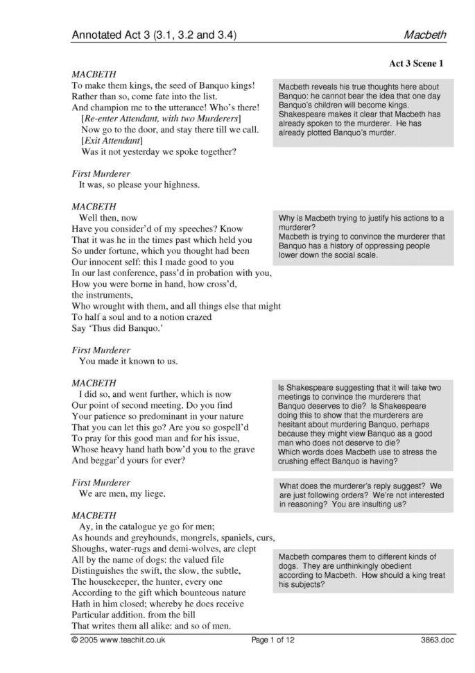 Ks3 Plays  Macbeth  Act 3  Teachit English