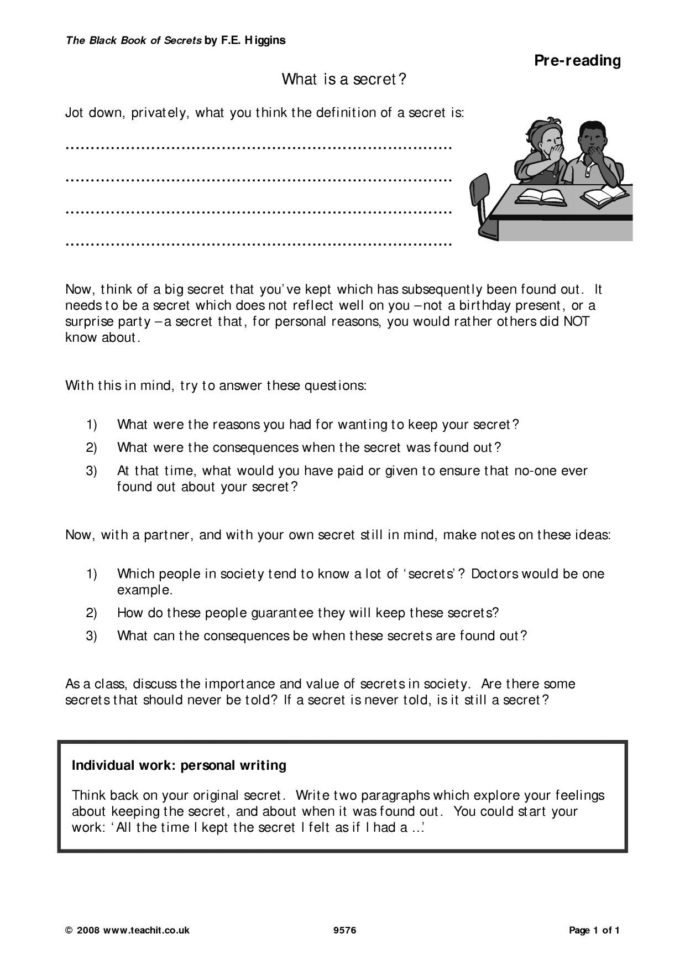 Ks3 Prose  The Black Book Of Secretsfe Higgins