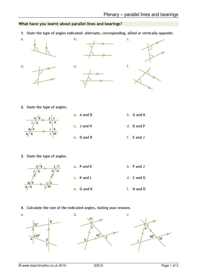 Ks3Ks4 Maths Plenary – Parallel Lines And Bearings