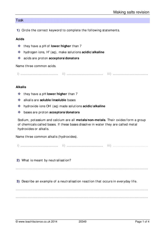Ks4  Acids Bases And Salts Ks4  Teachit Science