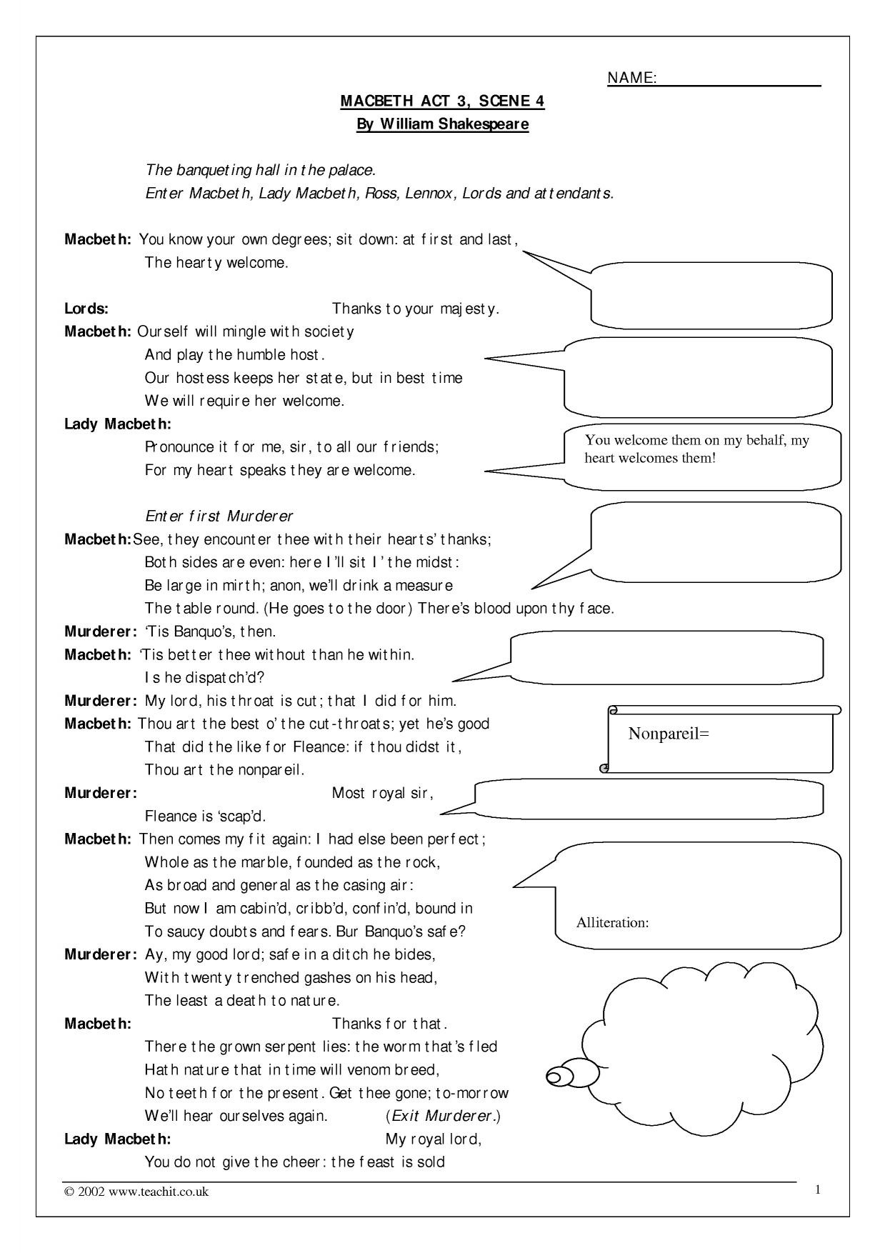 Macbeth Act 1 Worksheets Answers