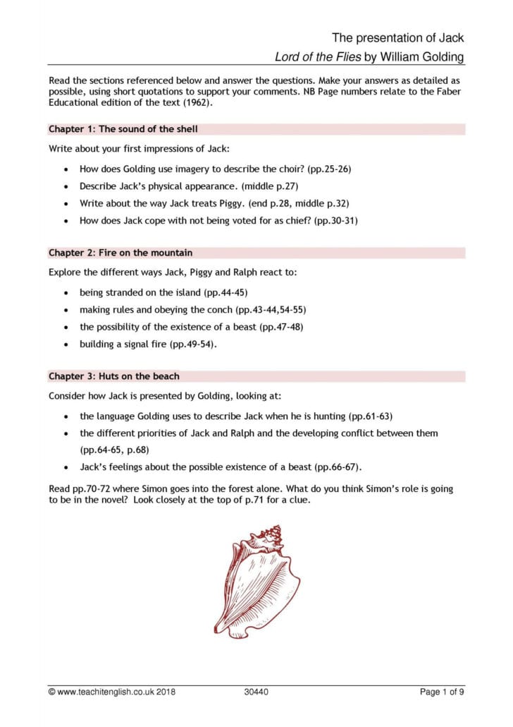 Lord Of The Flies While Reading Chapter 4 Worksheet Answers