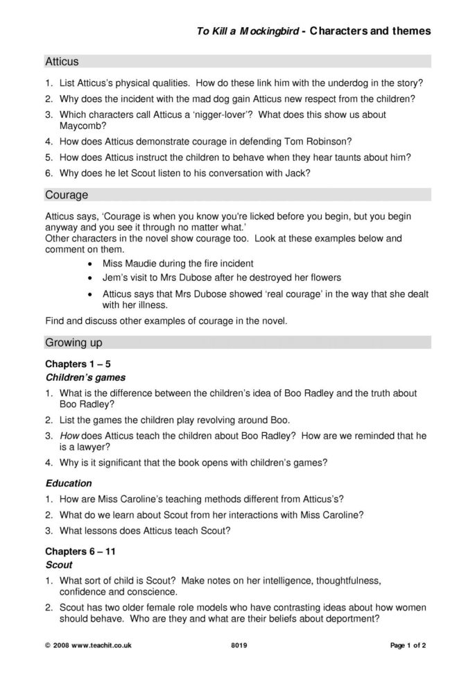 Ks4 Prose  To Kill A Mockingbirdharper Lee  Teachit