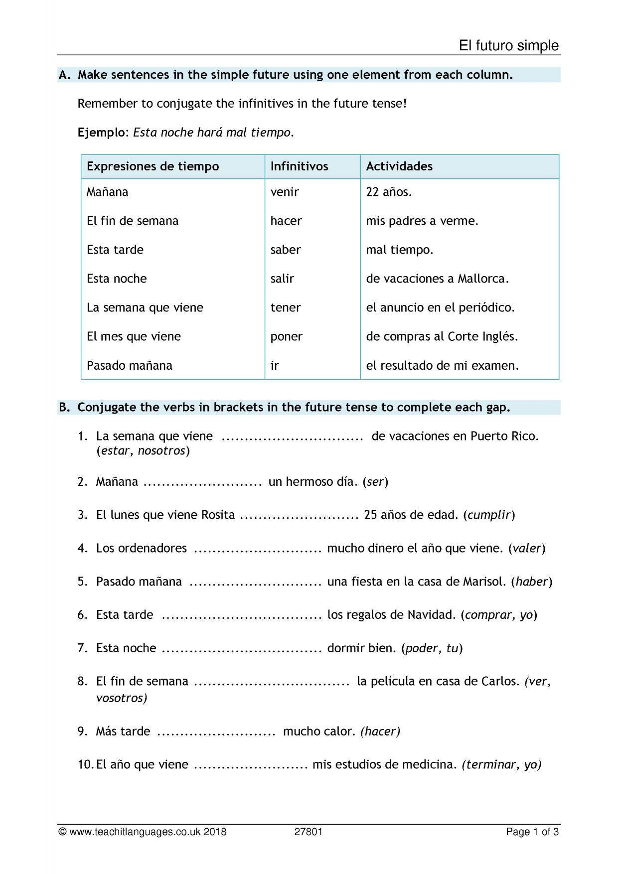 Ks4 Spanish  Verbs And Tenses  Teachit Languages