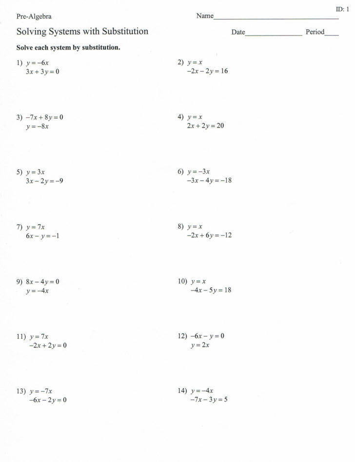 Solving Systems By Elimination Worksheet
