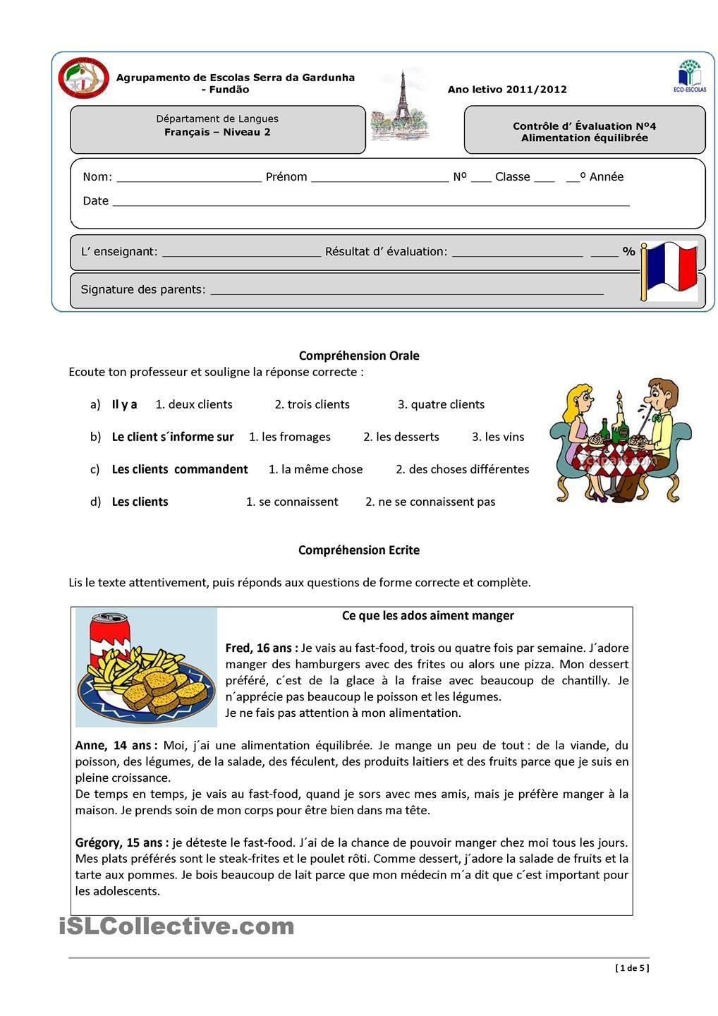 La Famille French Worksheet