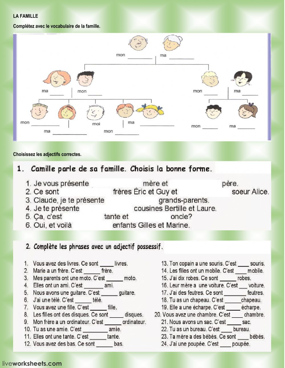 La Famille Interactive Worksheet — db-excel.com