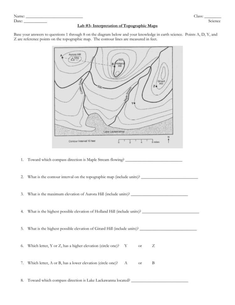 Lab 3 Interpretation Of Topographic Maps