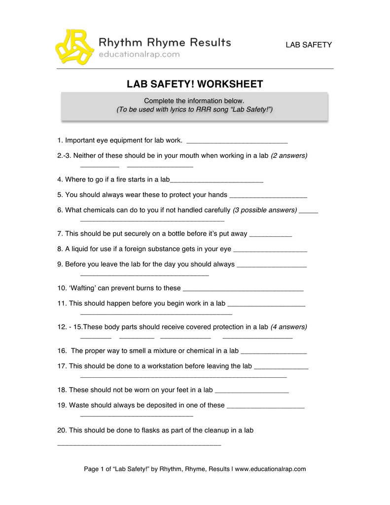 42 Lab Safety And Equipment Worksheet Answers Worksheet Online