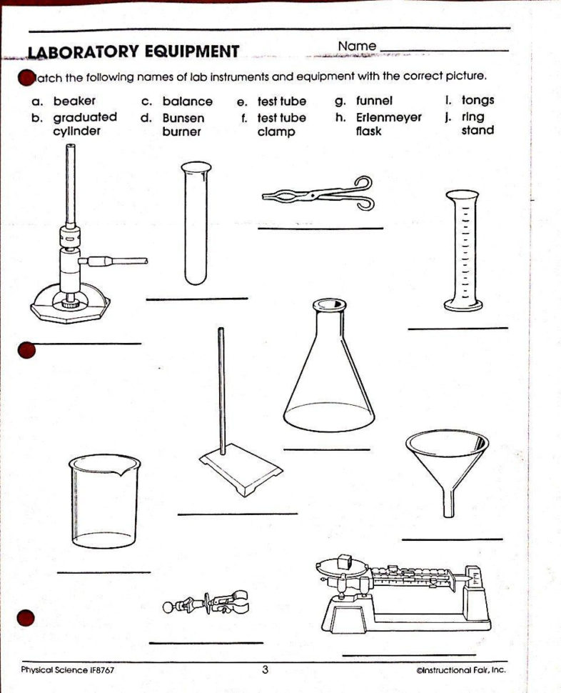 Lab Safety Worksheet Answer Key