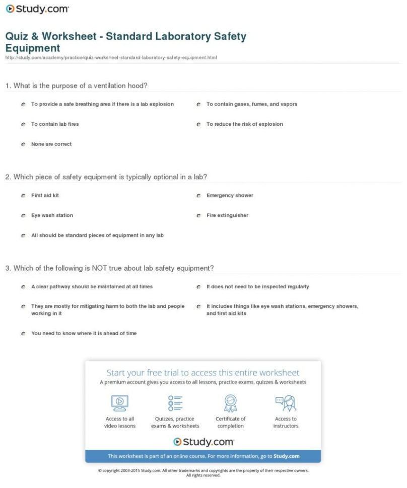 Lab Safety Worksheet Answers  Soccerphysicsonline