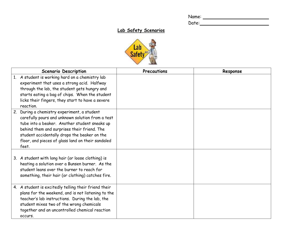 Labsafetyscenariosworksheet