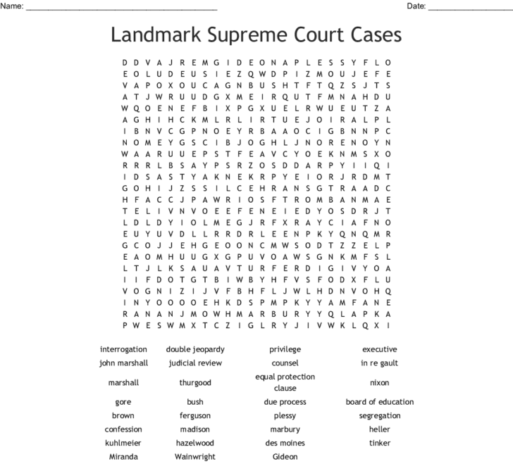 Landmark Supreme Court Cases Worksheet Answers