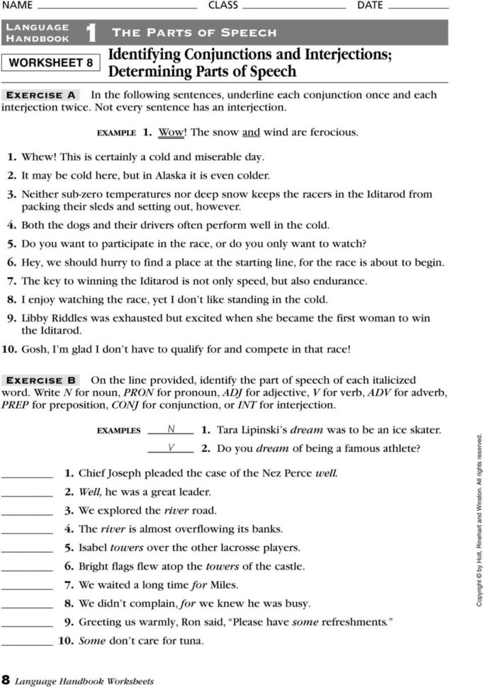 Language Handbook Worksheets  Pdf