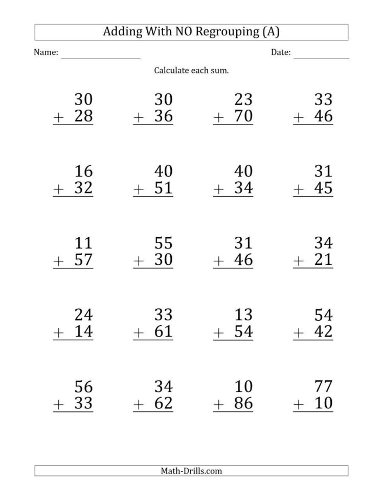 Printable 2 Digit Addition Worksheets — db-excel.com