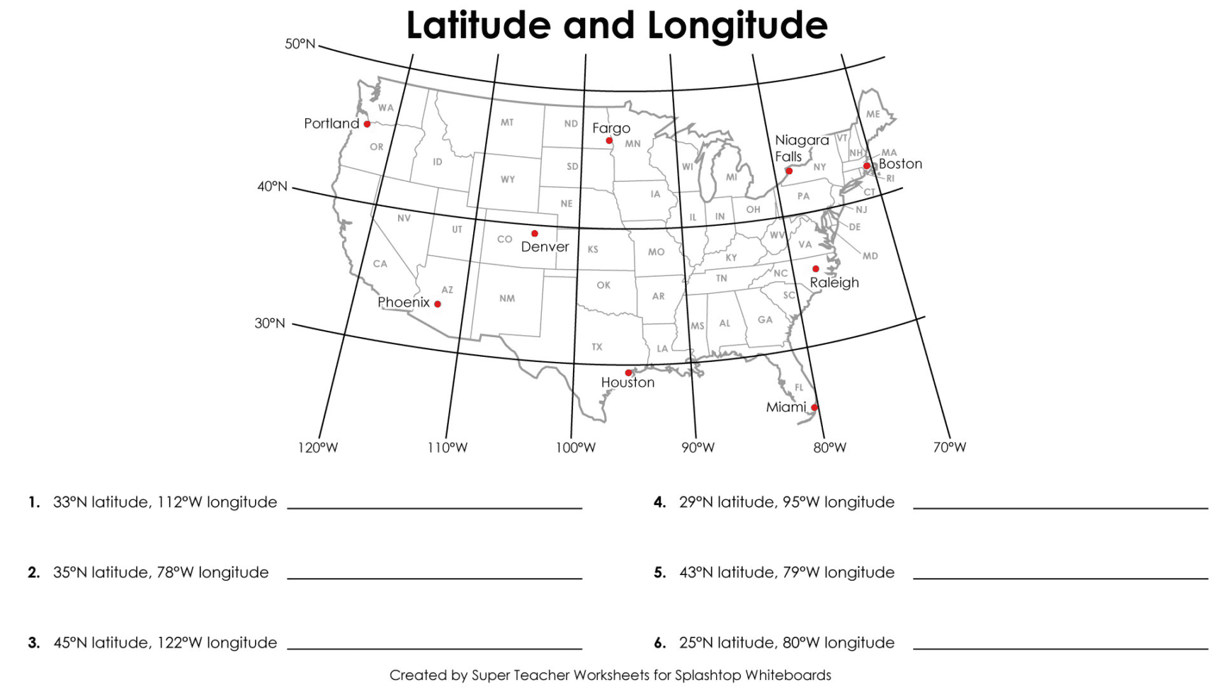 Latitude And Longitude Maps Worksheets