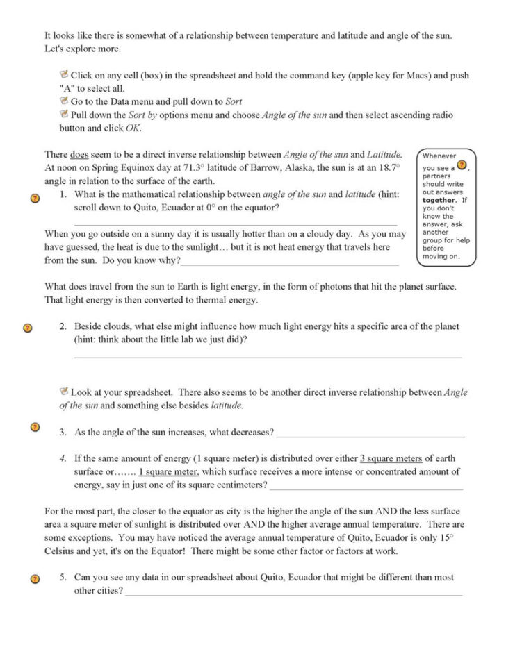 Energy From The Sun Worksheet Answers