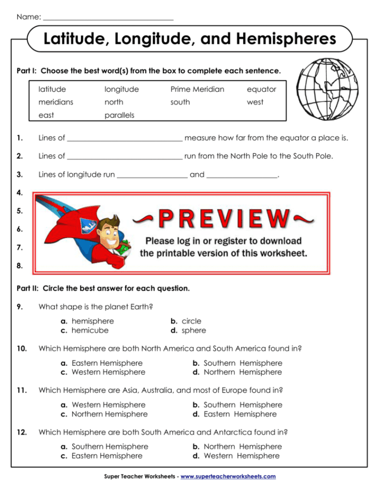 Latitude Longitude And Hemispheres
