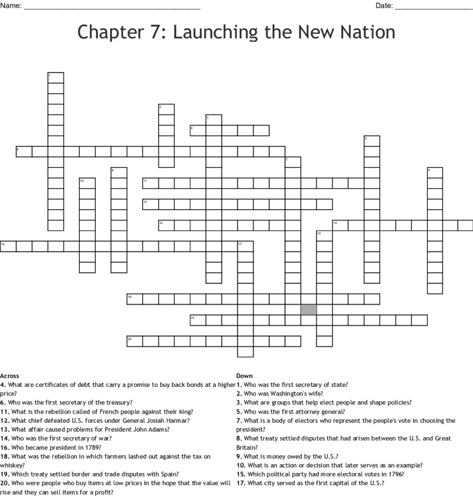 Launching A New Nation Ch 7 Crossword Word db excel com