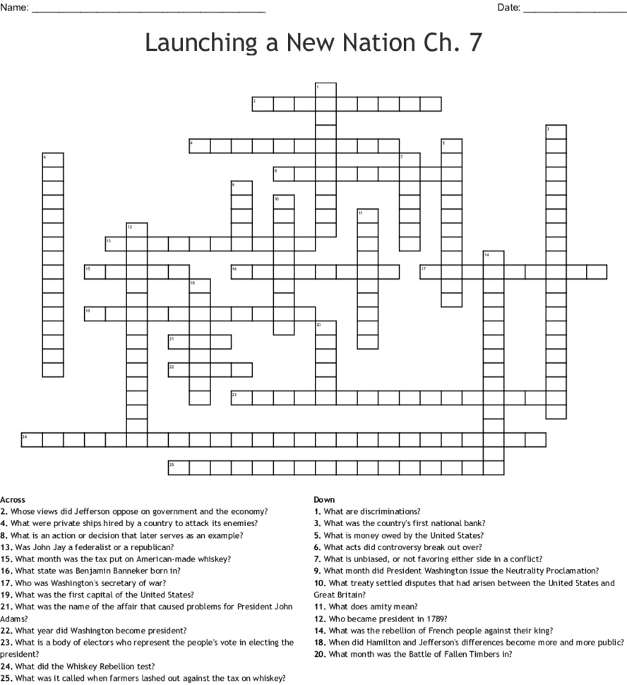 Launching A New Nation Ch 7 Crossword  Word