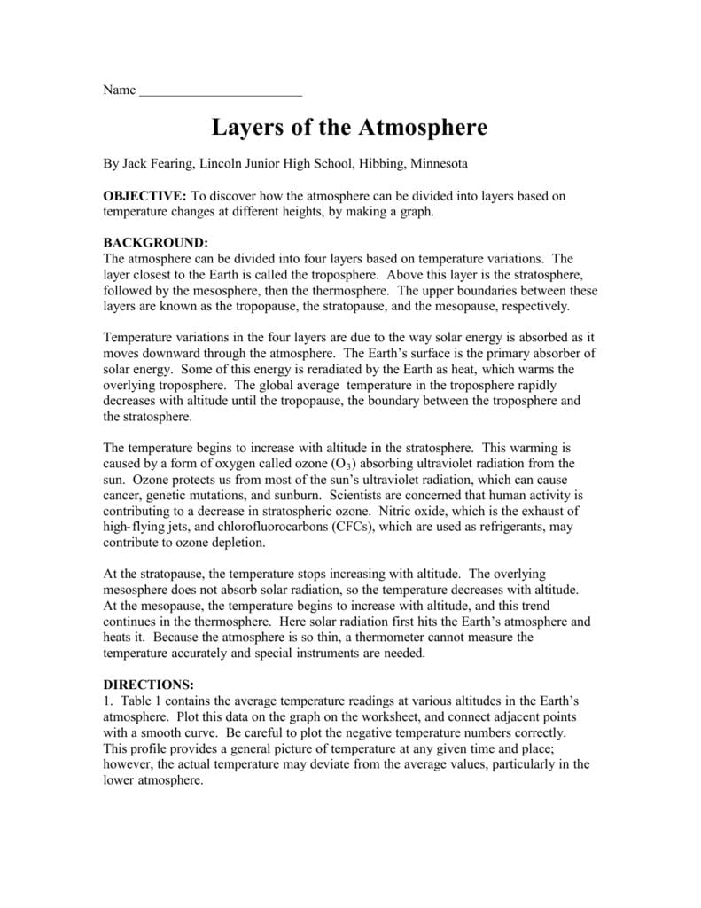 Layers Of The Atmospherepdf
