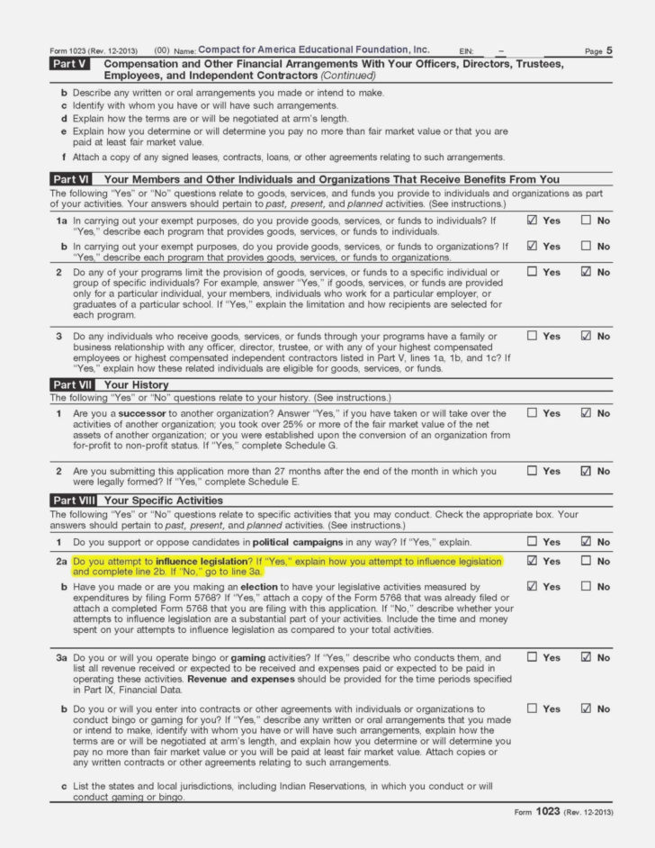 Form 1023 Ez Worksheet