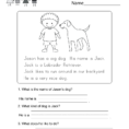 Learning To Read Worksheet  Free Kindergarten English Worksheet For