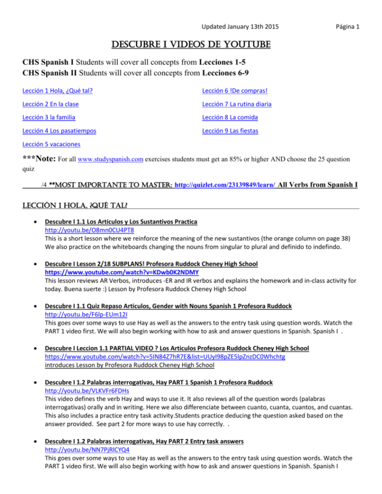 Lecciones 15 Chs Spanish Ii