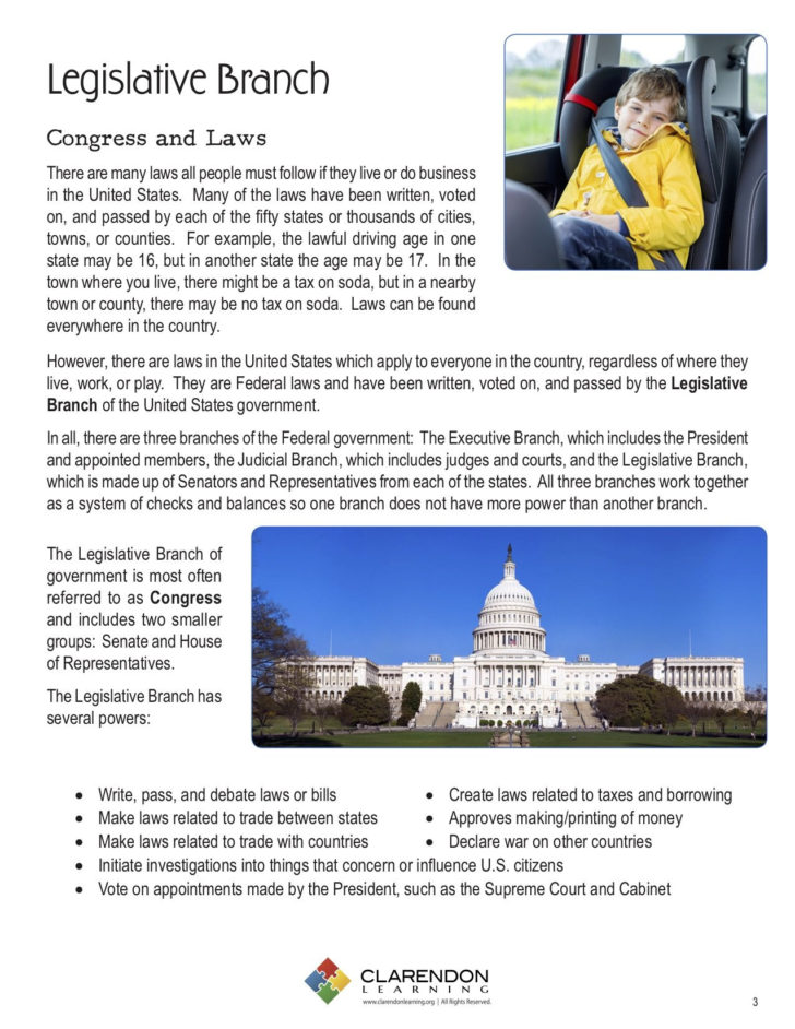 Our Courts The Legislative Branch Worksheet