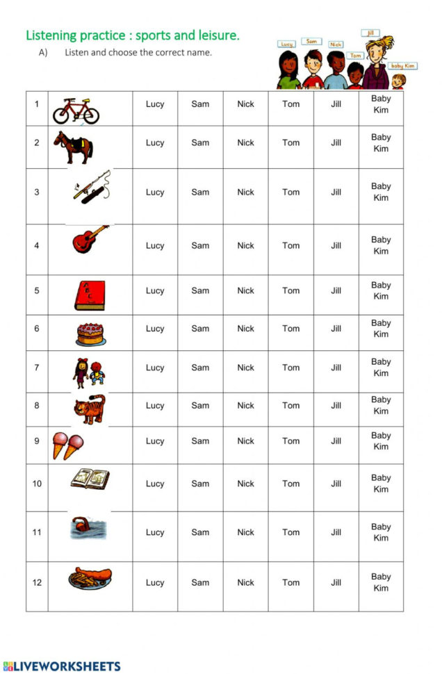 Leisure Activities Listening  Interactive Worksheet