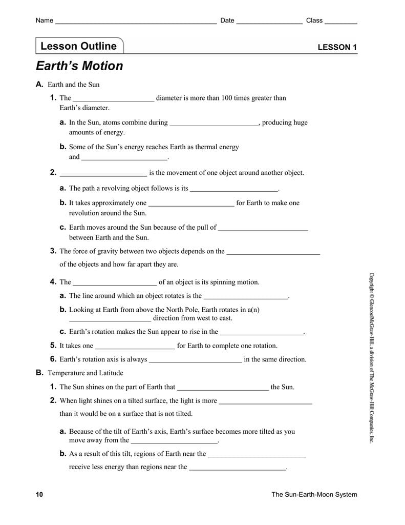 Lesson 1  Earths Motion