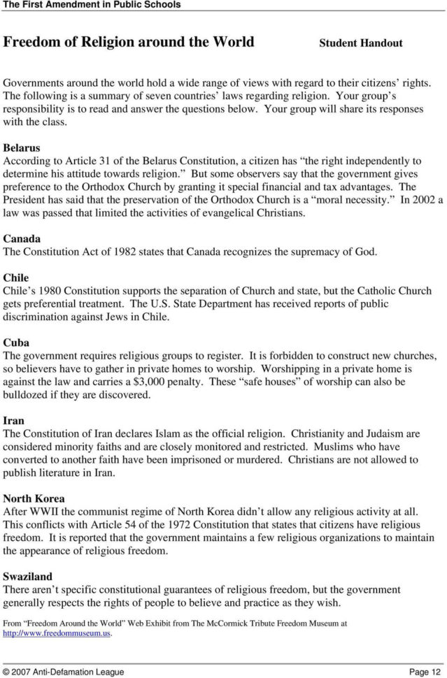 Lesson 1 What Is The Ft Amendment  Pdf