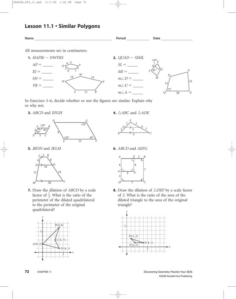 Lesson 111 • Similar Polygons