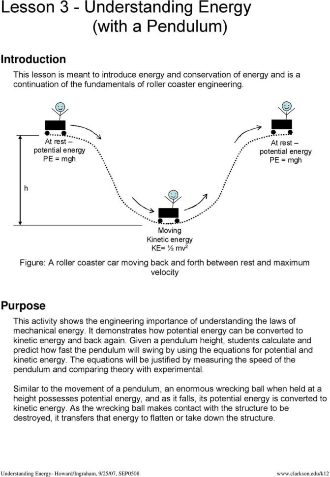 Lesson 3  Understanding Energy With A Pendulum  Pdf