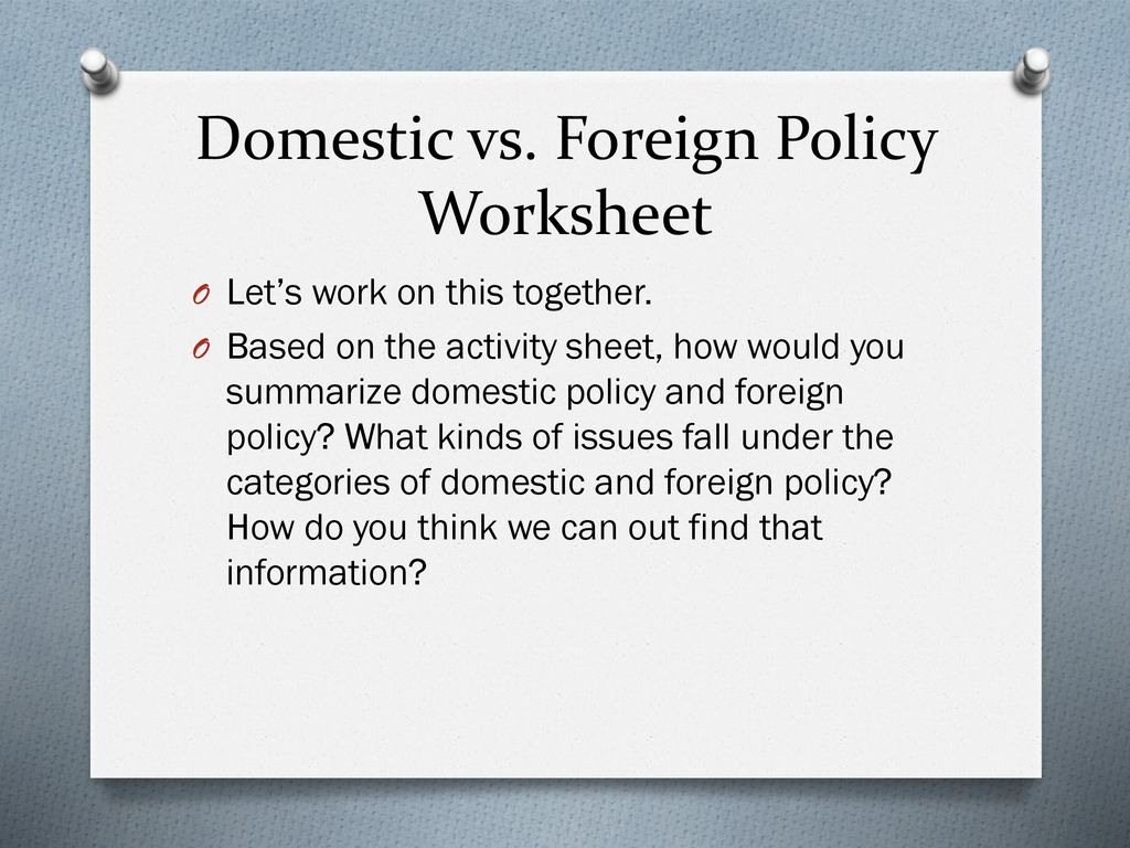 domestic statehood and foreign policy essay