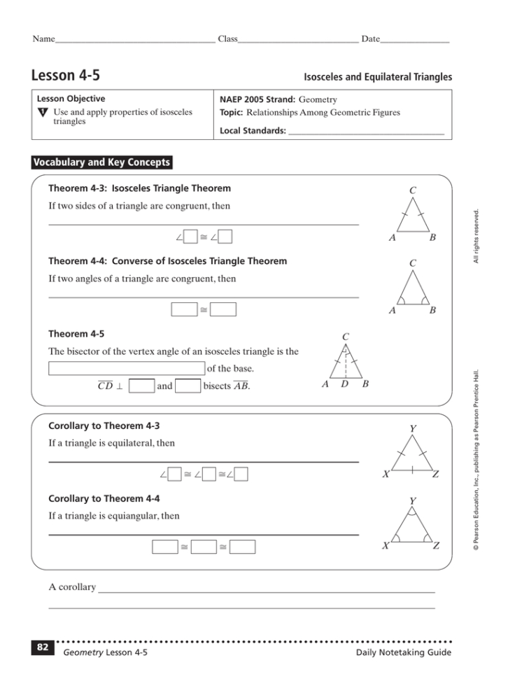 Lesson 45 Isosceles And Equilateral Triangles