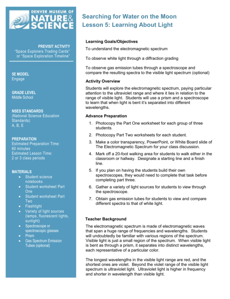 Lesson 5 Learning About Light