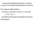 Lesson 83 Graphing Quadratic Functions Lesson 84