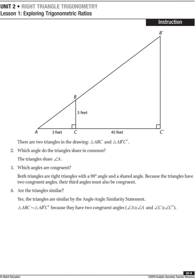 Lesson Exploring Trigonometric Ratios Pdf Right Triangle