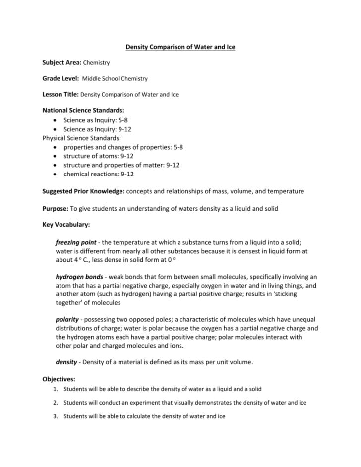 Density Worksheet Middle School Density Worksheet Middle School